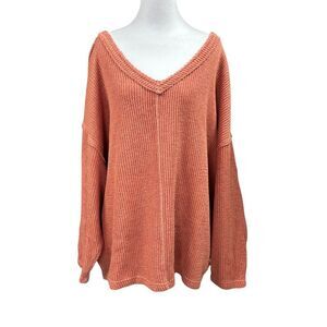 Free People Easy V Pullover Oversized Terracotta Sz S